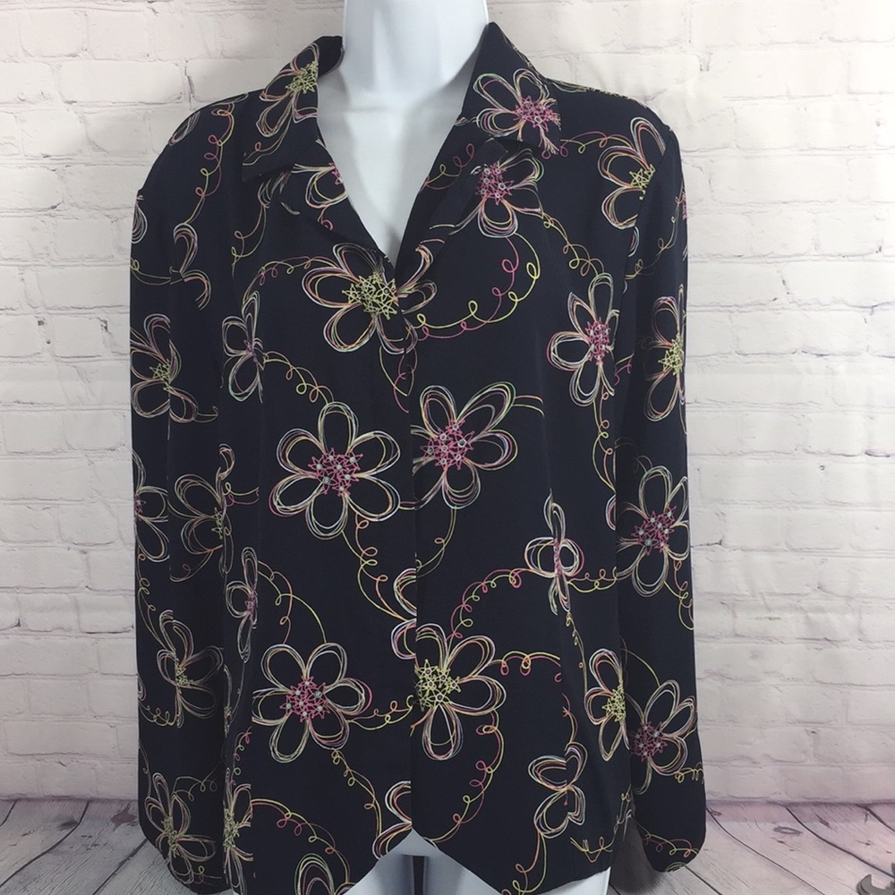 Sag Harbor Multi Colored Button Front Top Size 18 - image 1